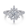 Astor - Unique 14K White Gold Round Halo Diamond Engagement Ring - 0.95 ct