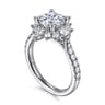 Astor - Unique 14K White Gold Round Halo Diamond Engagement Ring - 0.95 ct