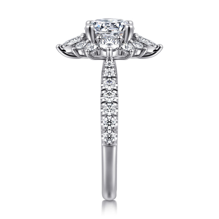 Astor - Unique 14K White Gold Round Halo Diamond Engagement Ring - 0.95 ct - Shot 4