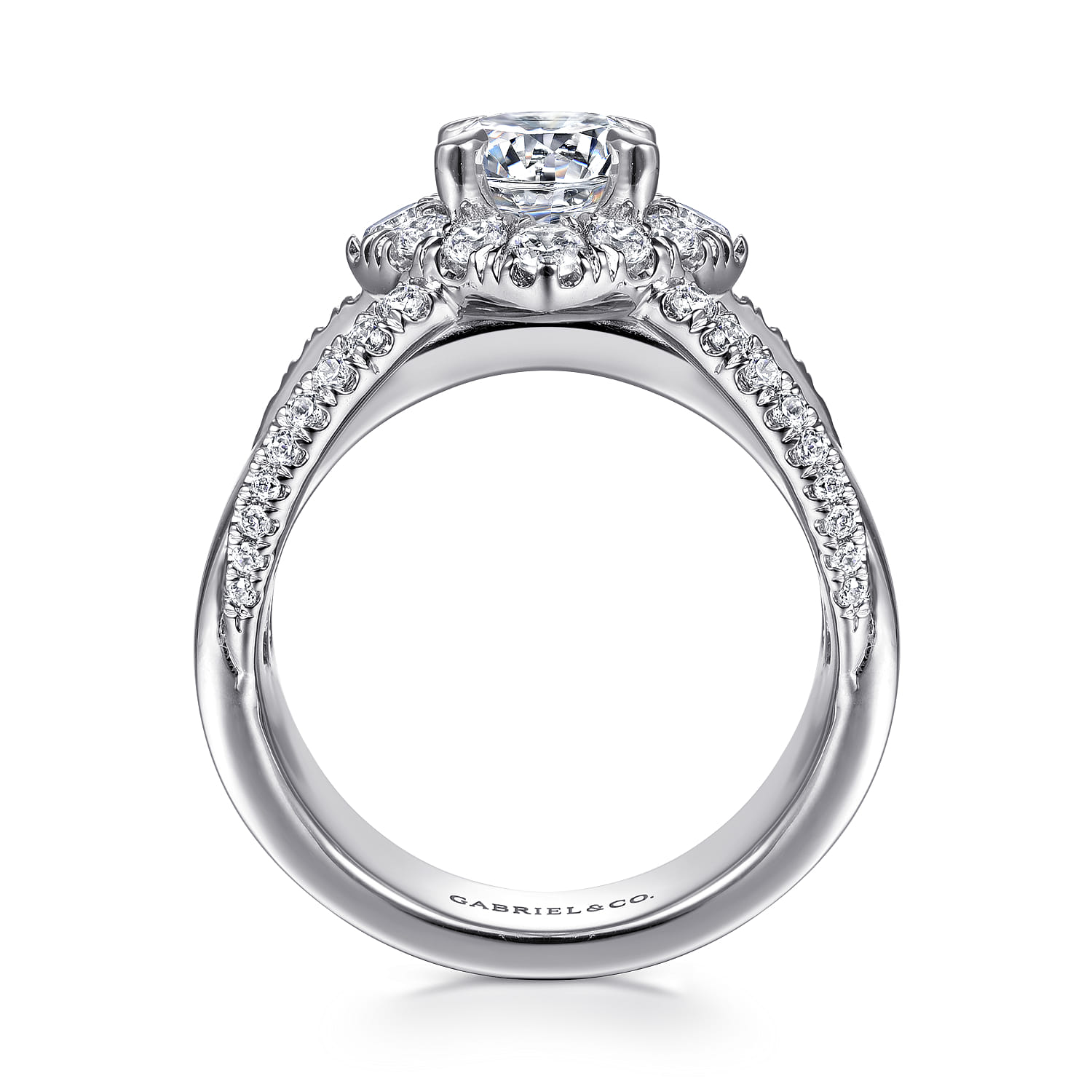 Alva - 14K White Gold Round Halo Diamond Engagement Ring - 0.66 ct - Shot 2