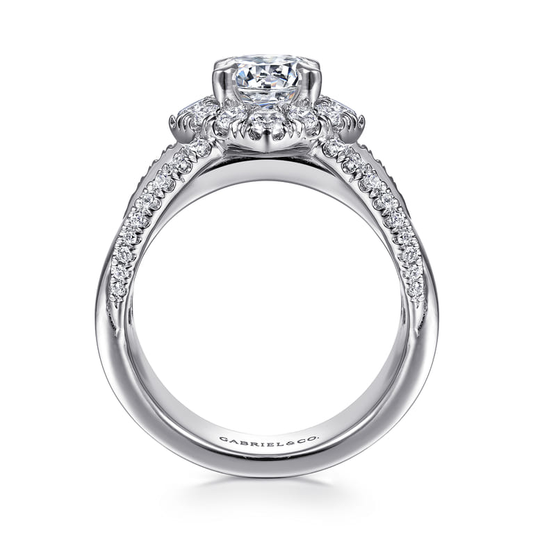Alva - 14K White Gold Round Halo Diamond Engagement Ring - 0.66 ct - Shot 2