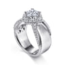 Alva - 14K White Gold Round Halo Diamond Engagement Ring - 0.66 ct