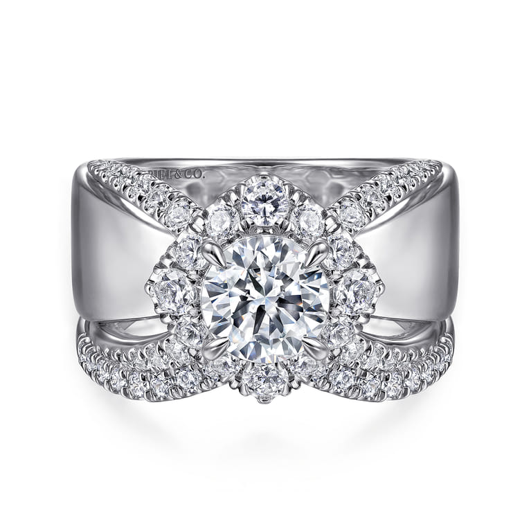 Alva - 14K White Gold Round Halo Diamond Engagement Ring - 0.66 ct - Shot 4