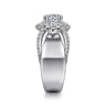Alva - 14K White Gold Round Halo Diamond Engagement Ring - 0.66 ct