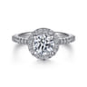 Idina - 14K White Gold Round Halo Diamond Engagement Ring - 0.34 ct