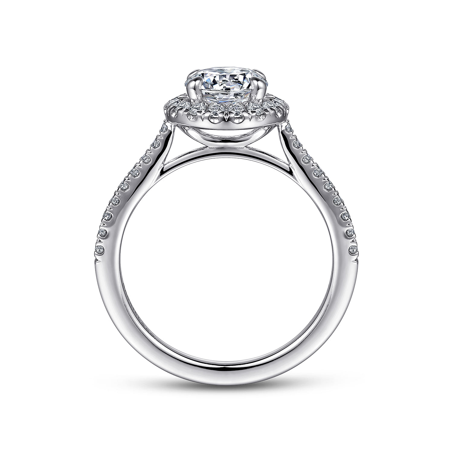 Idina - 14K White Gold Round Halo Diamond Engagement Ring - 0.34 ct - Shot 2