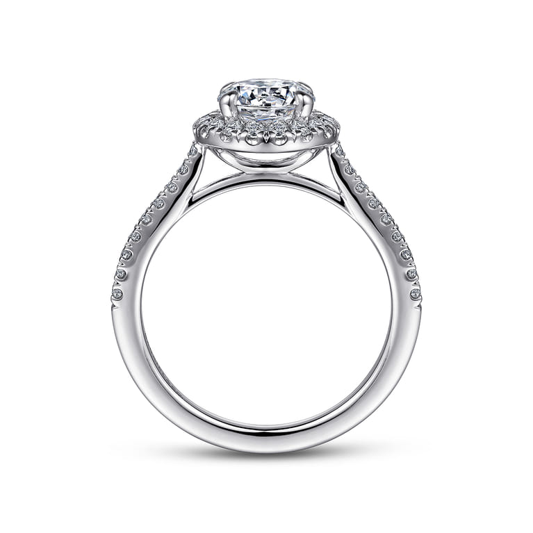 Idina - 14K White Gold Round Halo Diamond Engagement Ring - 0.34 ct - Shot 2