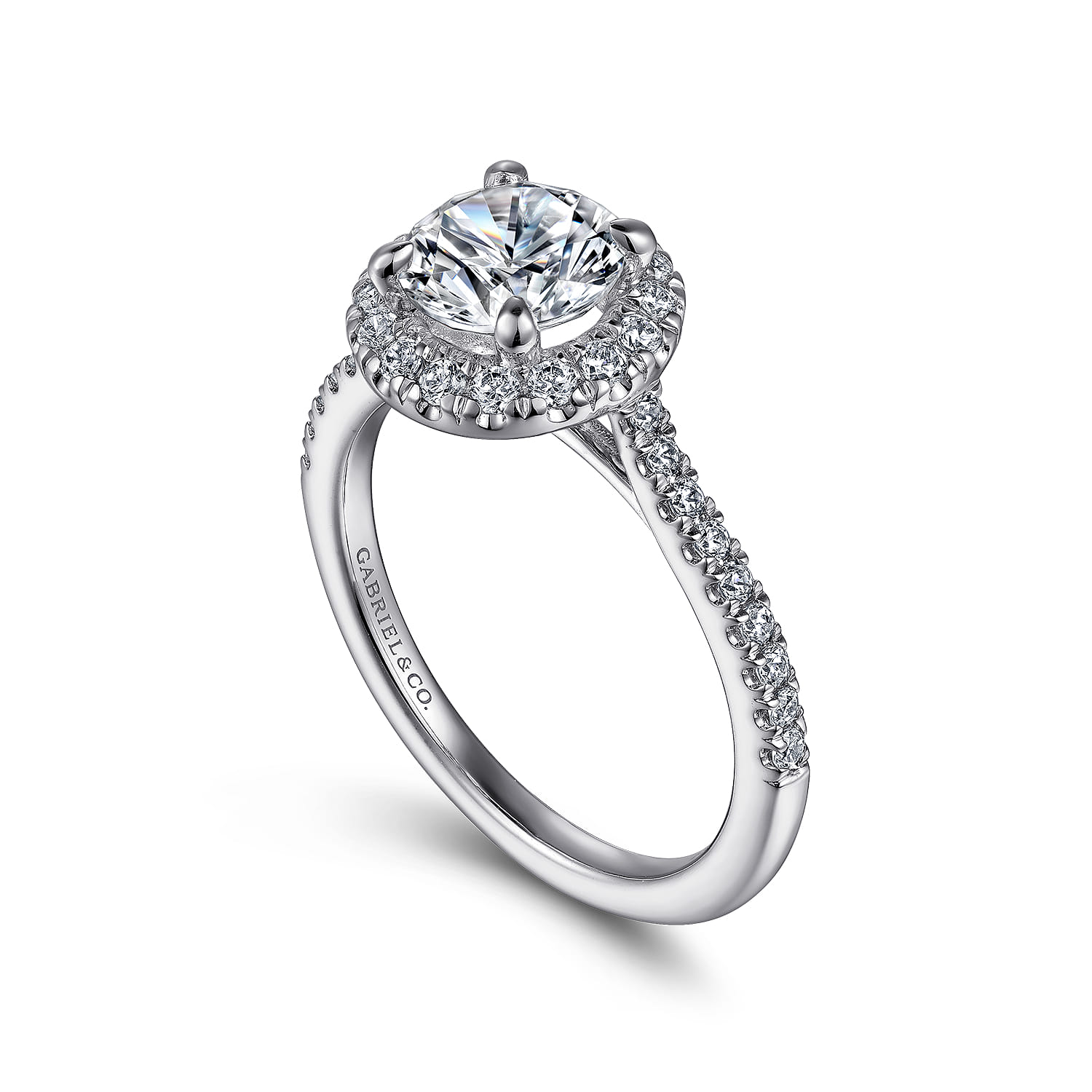 Idina - 14K White Gold Round Halo Diamond Engagement Ring - 0.34 ct - Shot 3