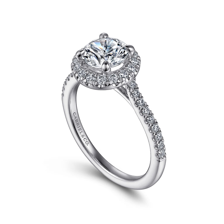 Idina - 14K White Gold Round Halo Diamond Engagement Ring - 0.34 ct - Shot 3