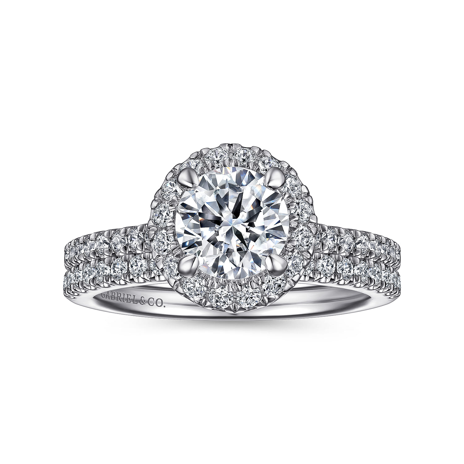 Idina - 14K White Gold Round Halo Diamond Engagement Ring - 0.34 ct - Shot 4