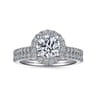 Idina - 14K White Gold Round Halo Diamond Engagement Ring - 0.34 ct