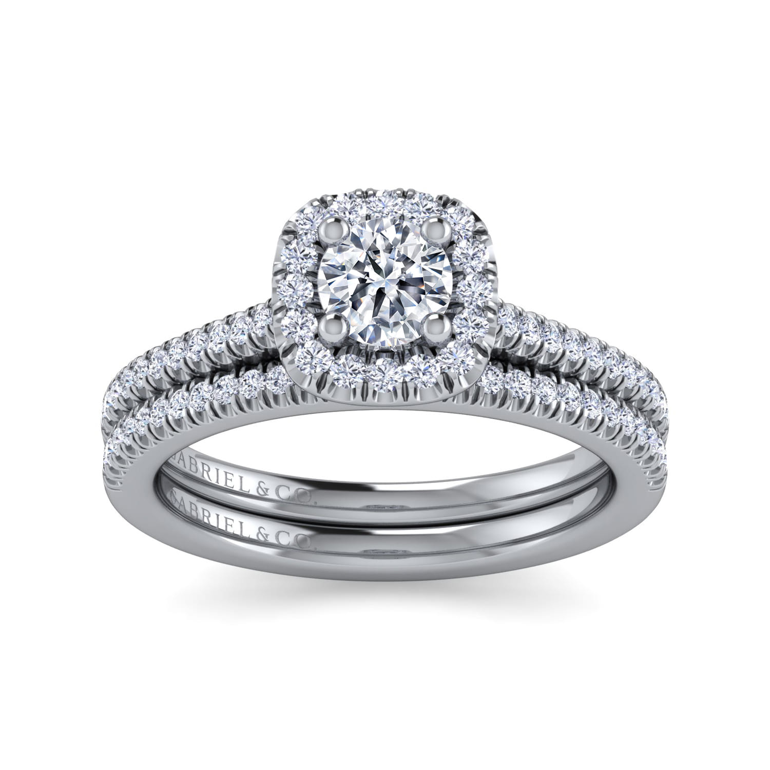 Blossom - 14K White Gold Round Halo Diamond Engagement Ring - 0.28 ct - Shot 4