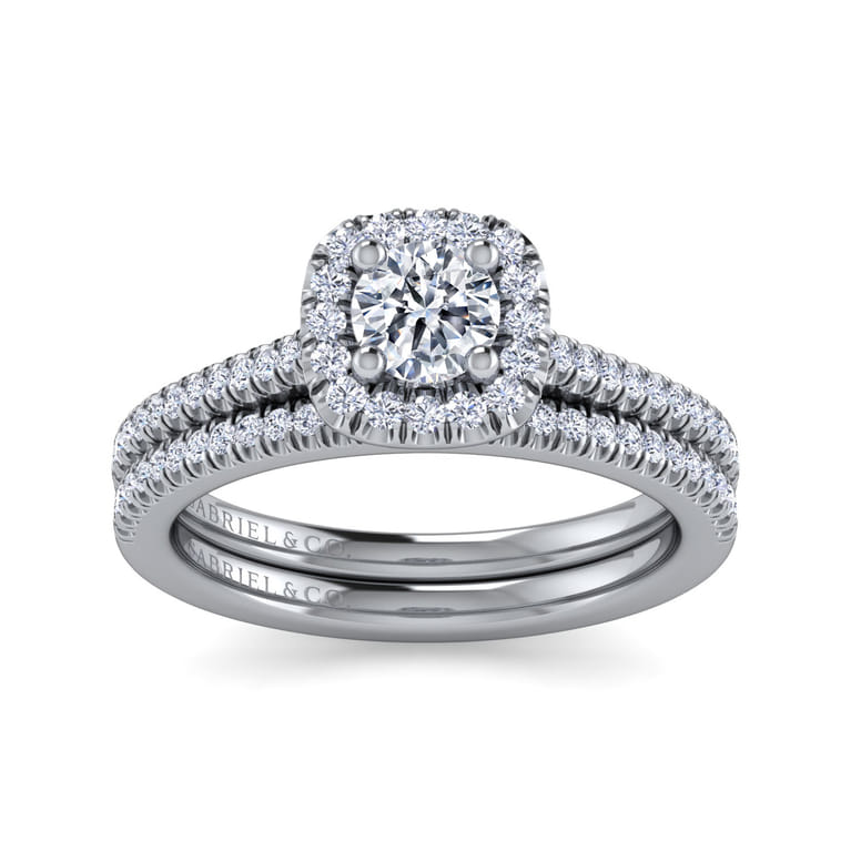 Blossom - 14K White Gold Round Halo Diamond Engagement Ring - 0.28 ct - Shot 4