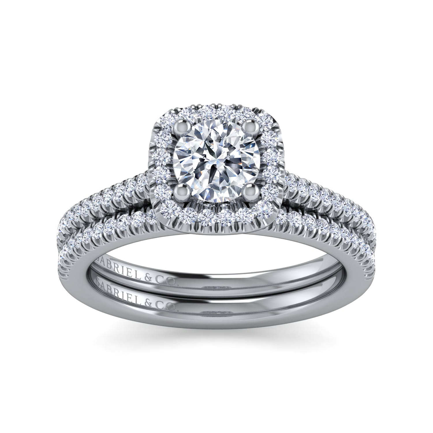 Blossom - 14K White Gold Round Halo Diamond Engagement Ring - 0.3 ct - Shot 4