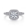 Blossom - 14K White Gold Round Halo Diamond Engagement Ring - 0.32 ct