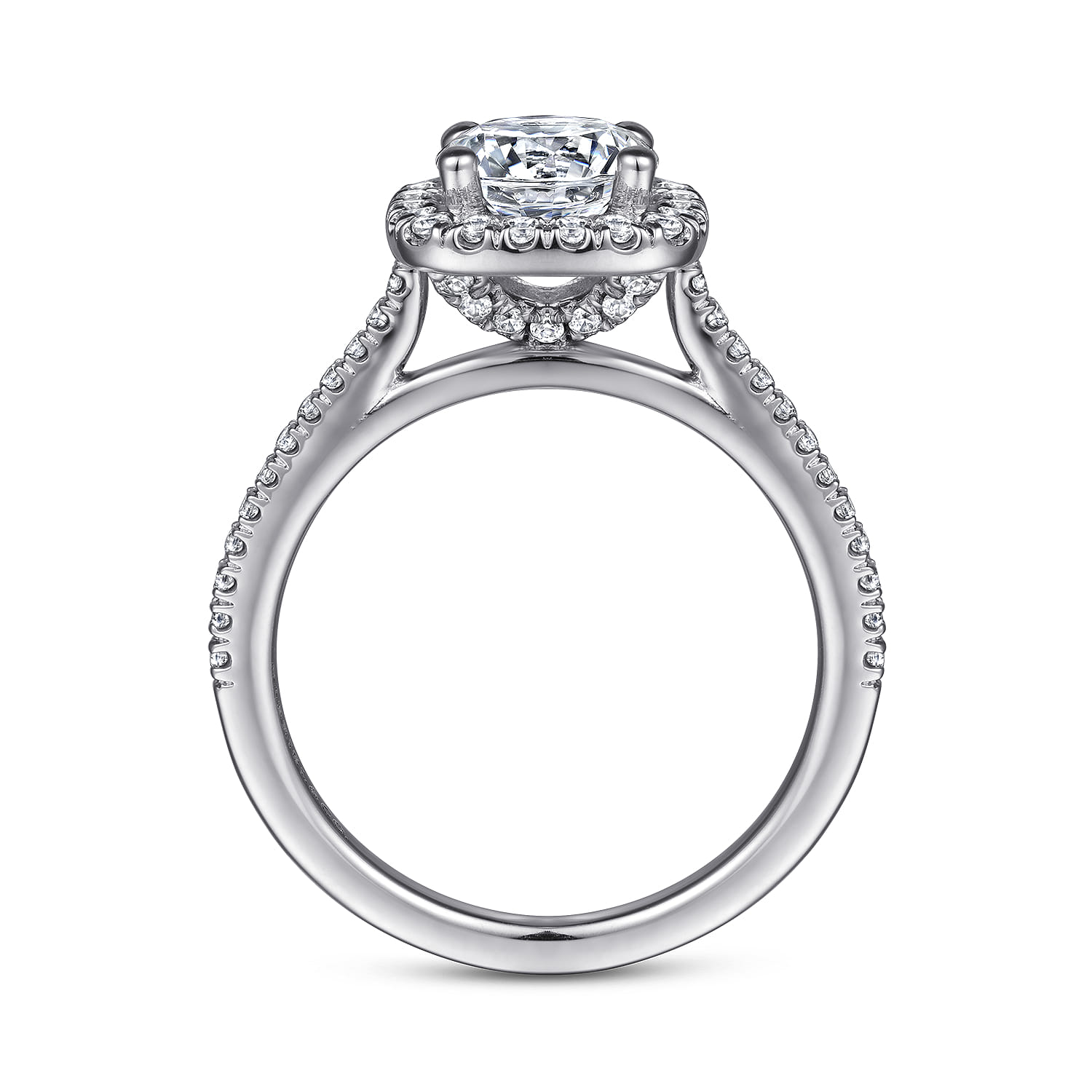 Blossom - 14K White Gold Round Halo Diamond Engagement Ring - 0.32 ct - Shot 2