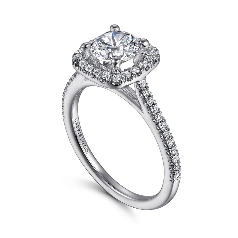 Blossom - 14K White Gold Round Halo Diamond Engagement Ring - 0.32 ct - Shot 3