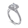 Blossom - 14K White Gold Round Halo Diamond Engagement Ring - 0.32 ct