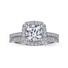 Blossom - 14K White Gold Round Halo Diamond Engagement Ring - 0.32 ct