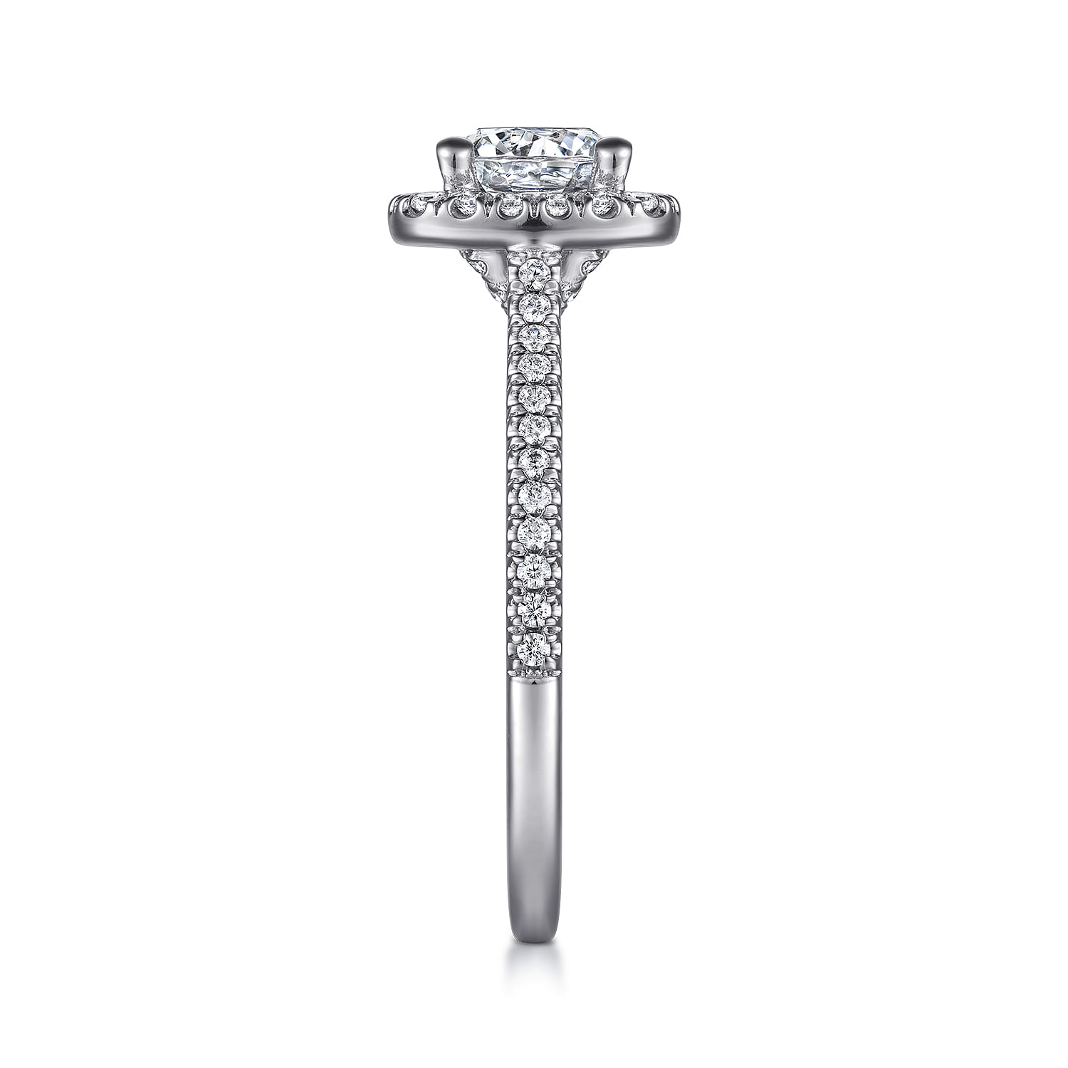 Blossom - 14K White Gold Round Halo Diamond Engagement Ring - 0.32 ct - Shot 5