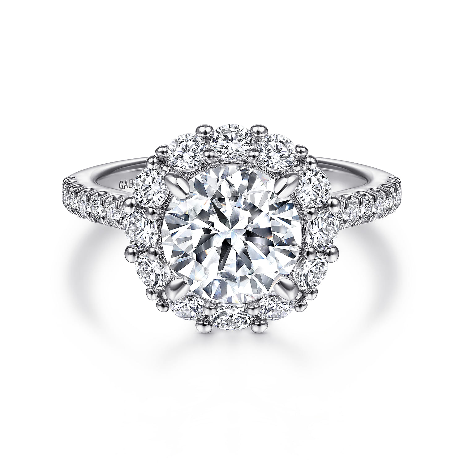 Charmaine - 14K White Gold Round Halo Diamond Engagement Ring - 1 ct - Shot 1