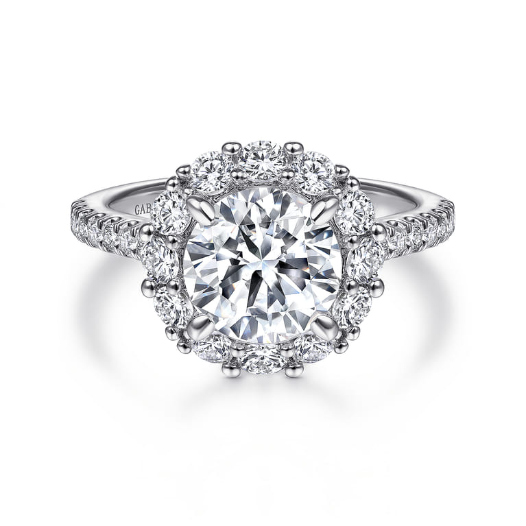 Charmaine - 14K White Gold Round Halo Diamond Engagement Ring - 1 ct - Shot 1