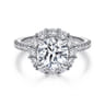 Charmaine - 14K White Gold Round Halo Diamond Engagement Ring - 1 ct