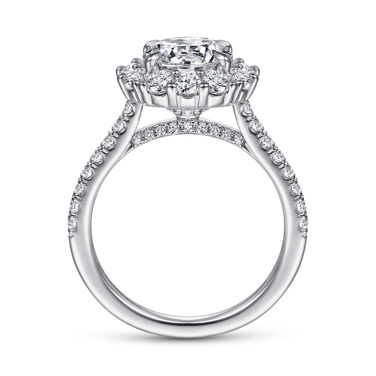 Charmaine - 14K White Gold Round Halo Diamond Engagement Ring - 1 ct - Shot 2
