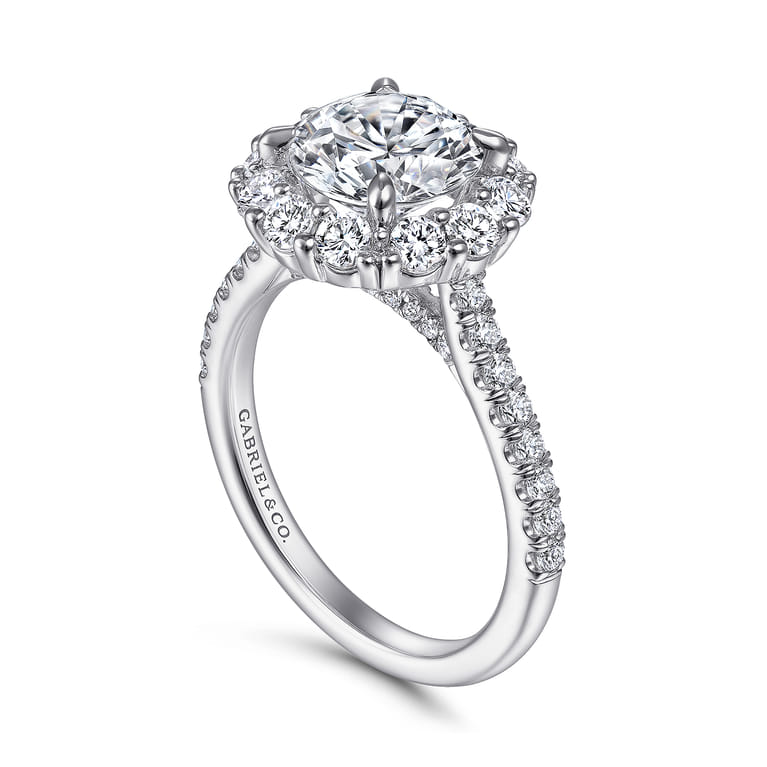 Charmaine - 14K White Gold Round Halo Diamond Engagement Ring - 1 ct - Shot 3