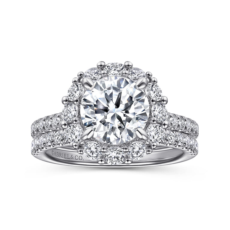 Charmaine - 14K White Gold Round Halo Diamond Engagement Ring - 1 ct - Shot 4