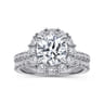 Charmaine - 14K White Gold Round Halo Diamond Engagement Ring - 1 ct