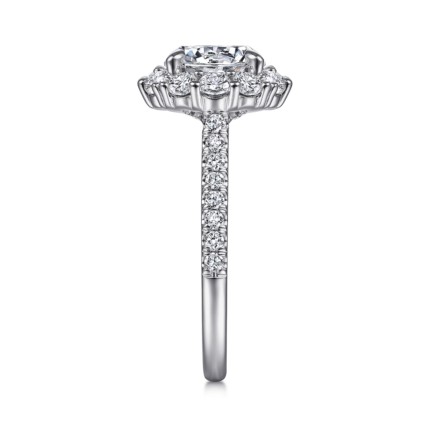 Charmaine - 14K White Gold Round Halo Diamond Engagement Ring - 1 ct - Shot 5