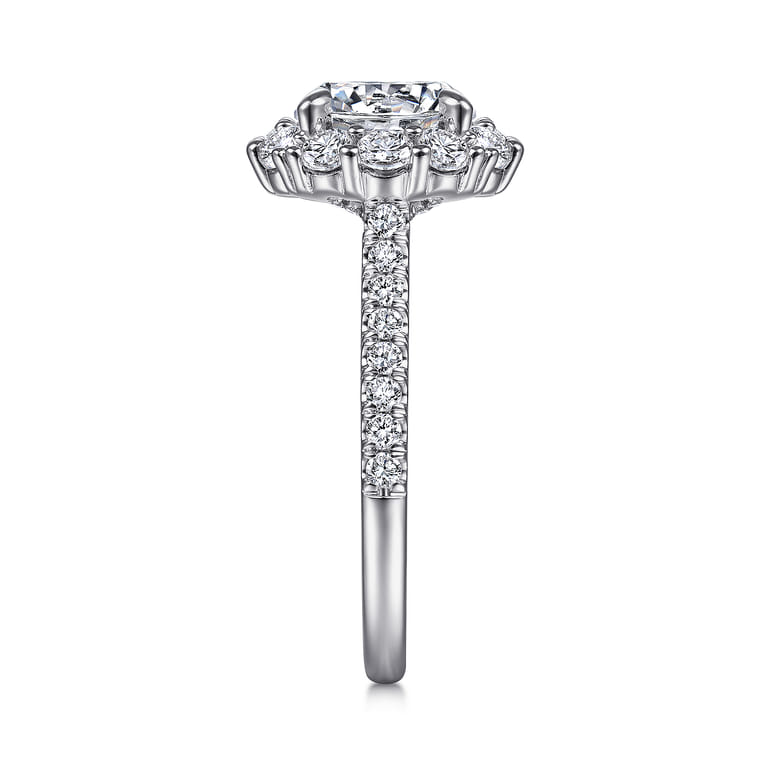 Charmaine - 14K White Gold Round Halo Diamond Engagement Ring - 1 ct - Shot 5