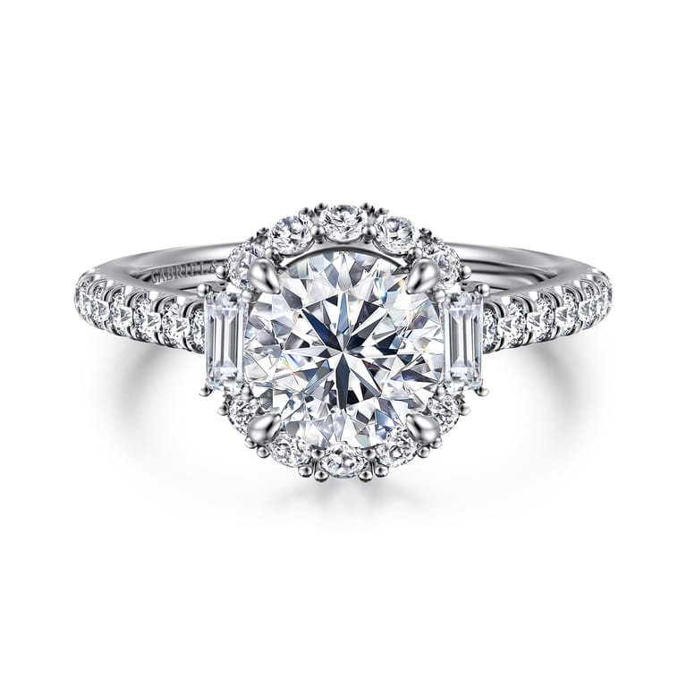 Hamilton - 14K White Gold Round Halo Diamond Engagement Ring - 0.7 ct - Shot 1