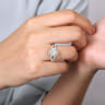 Rainier - 14K White Gold Cushion Halo Round Diamond Engagement Ring - 1 ct