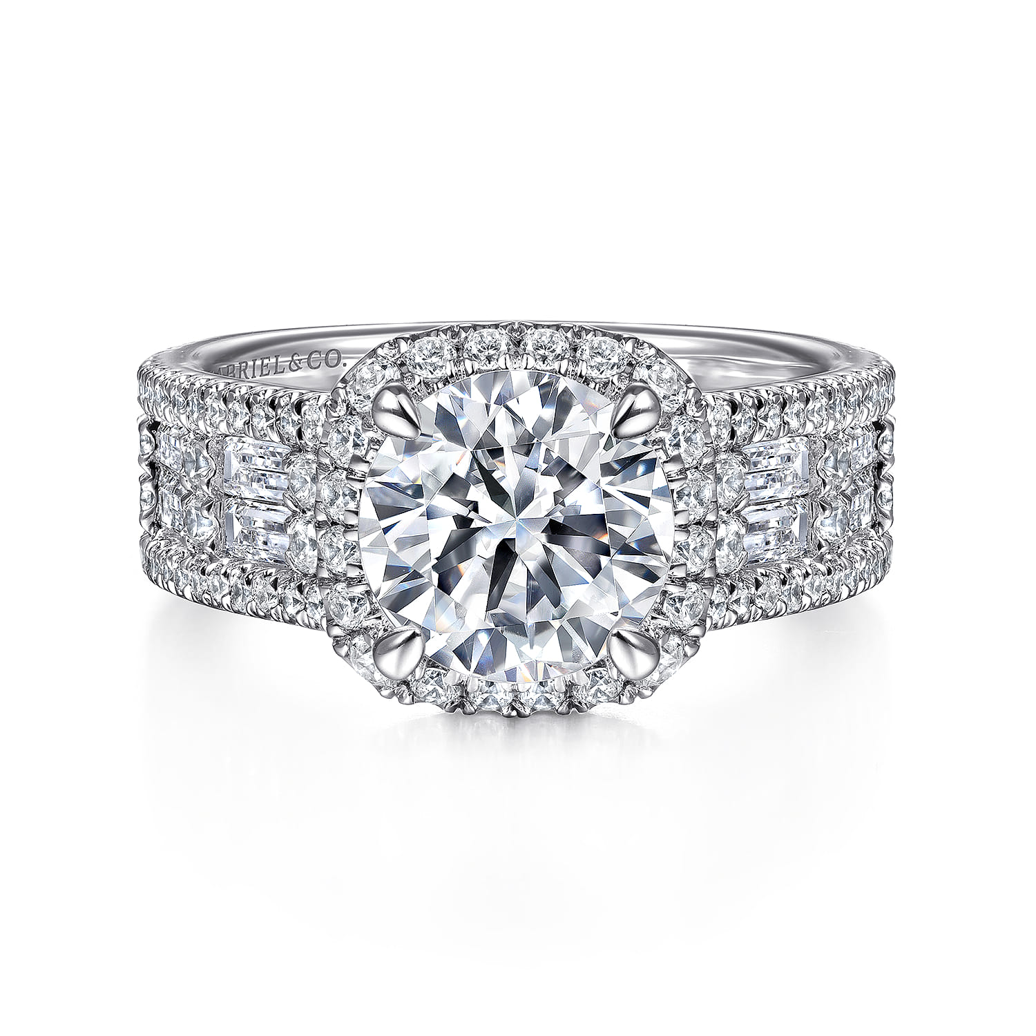 Zyra - 14K White Gold Cushion Halo Round Diamond Channel Set Engagement Ring - 1.75 ct - Shot 1