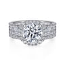Zyra - 14K White Gold Cushion Halo Round Diamond Channel Set Engagement Ring - 1.75 ct