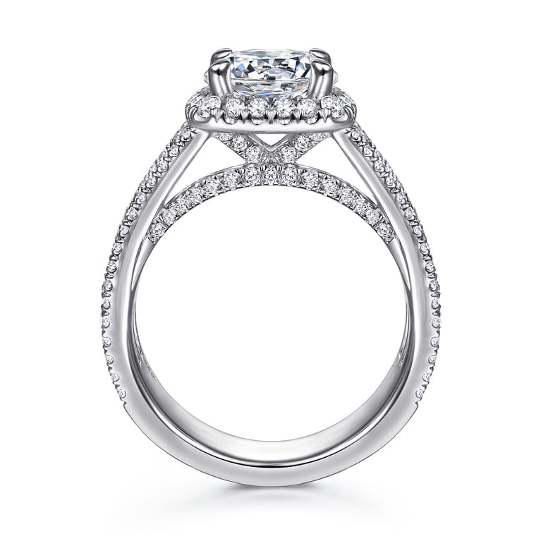 Zyra - 14K White Gold Cushion Halo Round Diamond Channel Set Engagement Ring - 1.75 ct - Shot 2