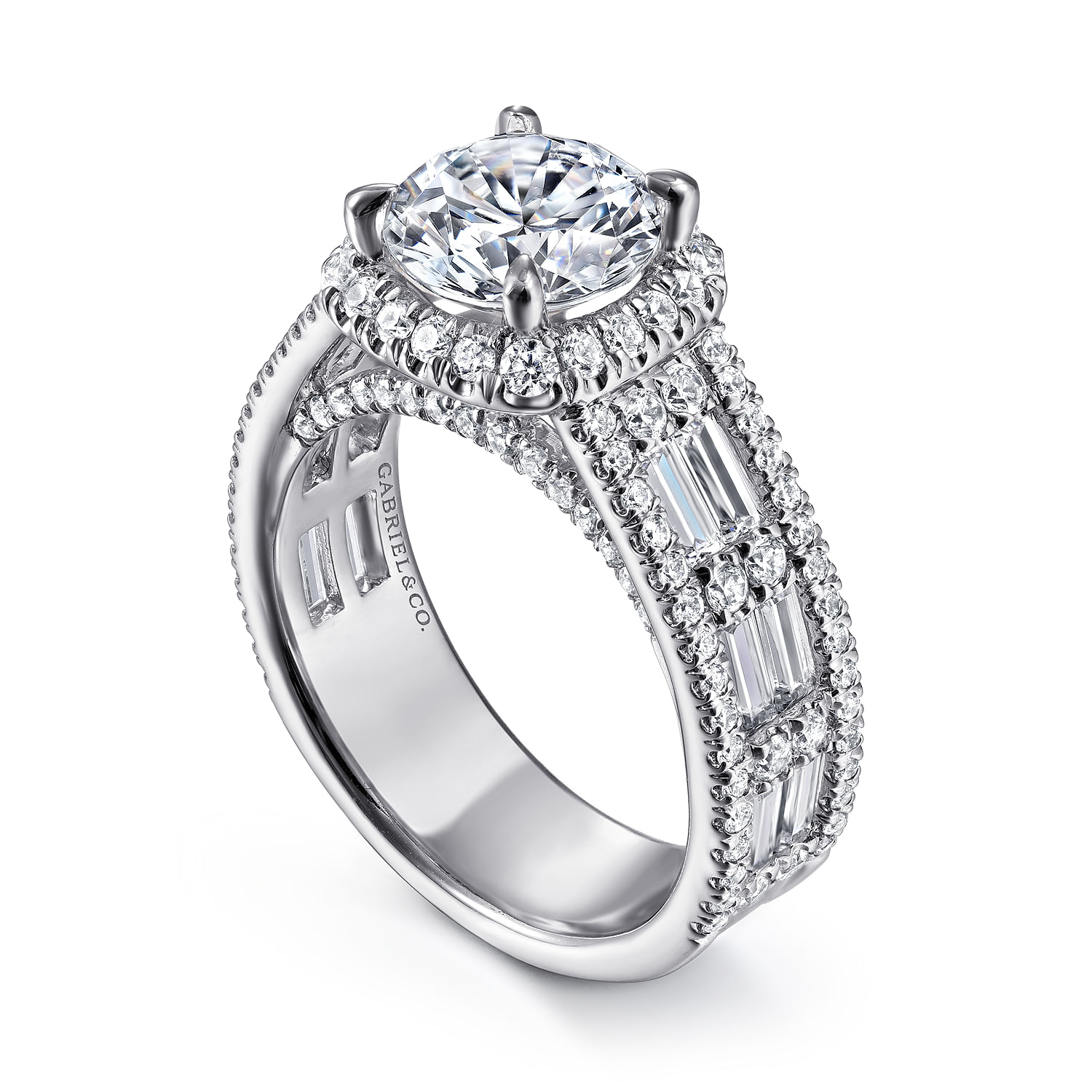 Zyra - 14K White Gold Cushion Halo Round Diamond Channel Set Engagement Ring - 1.75 ct - Shot 3