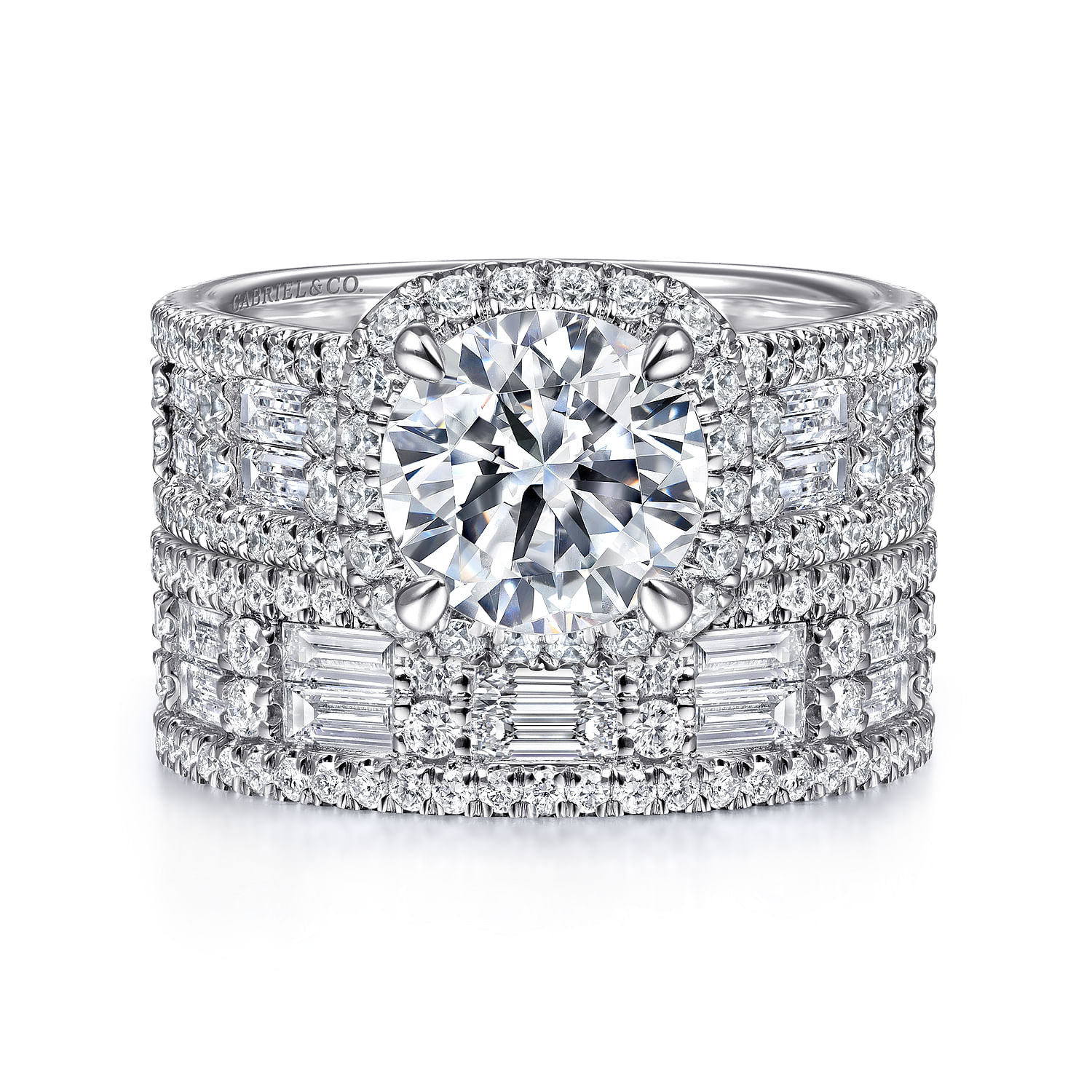 Zyra - 14K White Gold Cushion Halo Round Diamond Channel Set Engagement Ring - 1.75 ct - Shot 4