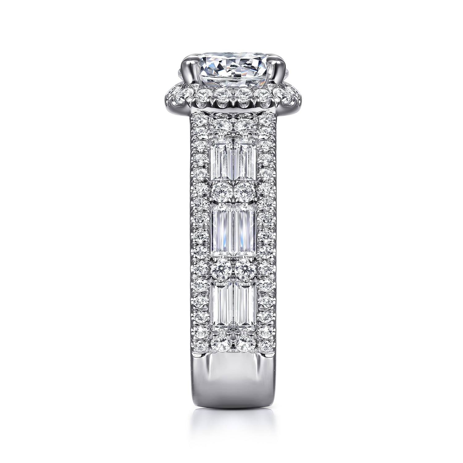 Zyra - 14K White Gold Cushion Halo Round Diamond Channel Set Engagement Ring - 1.75 ct - Shot 5