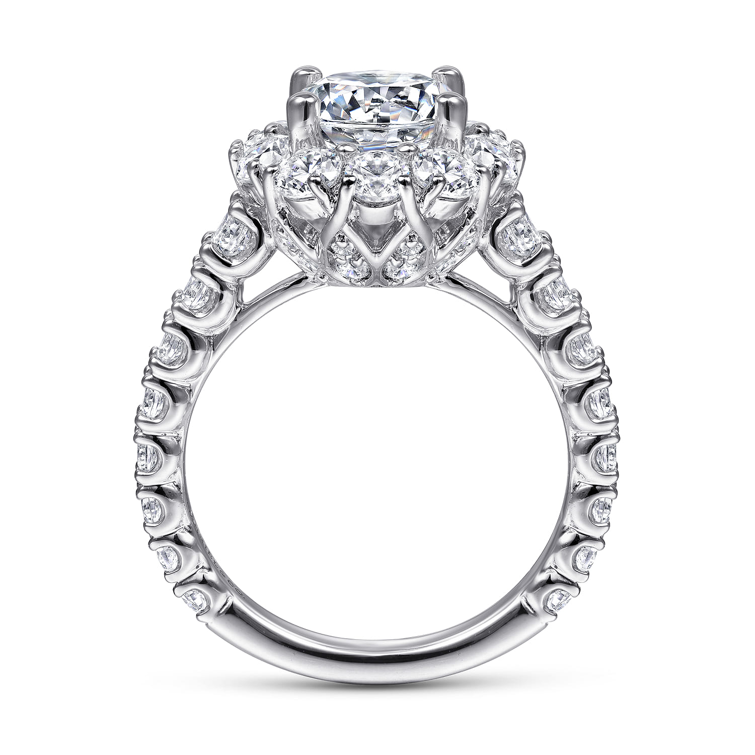 Rayna - 14K White Gold Round Halo Diamond Engagement Ring - 1.95 ct - Shot 2