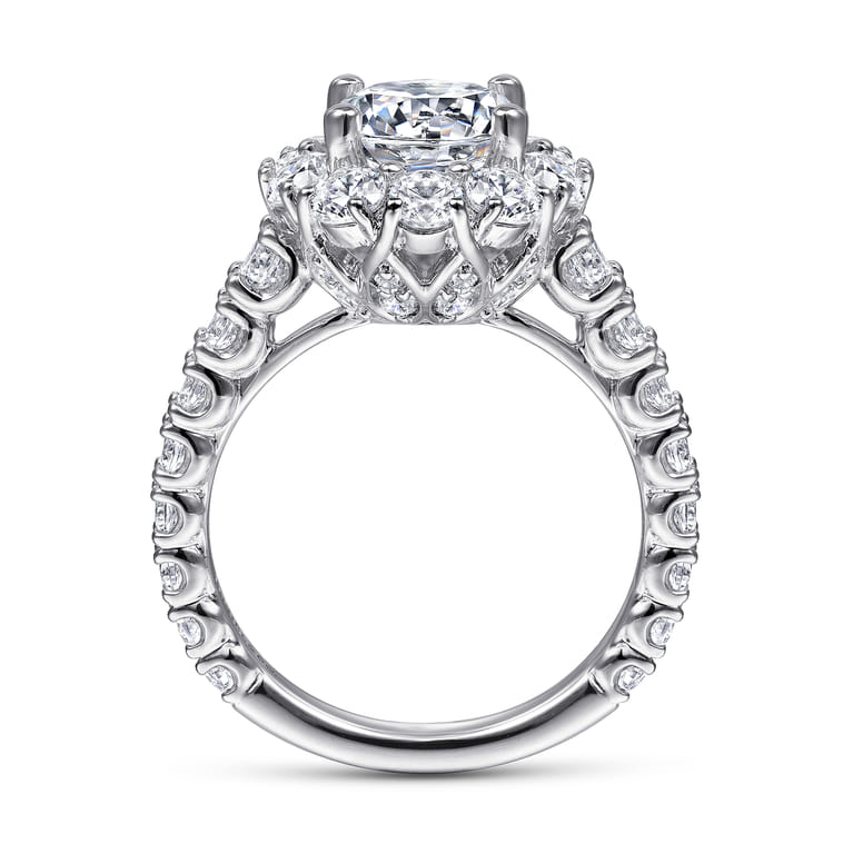 Rayna - 14K White Gold Round Halo Diamond Engagement Ring - 1.95 ct - Shot 2