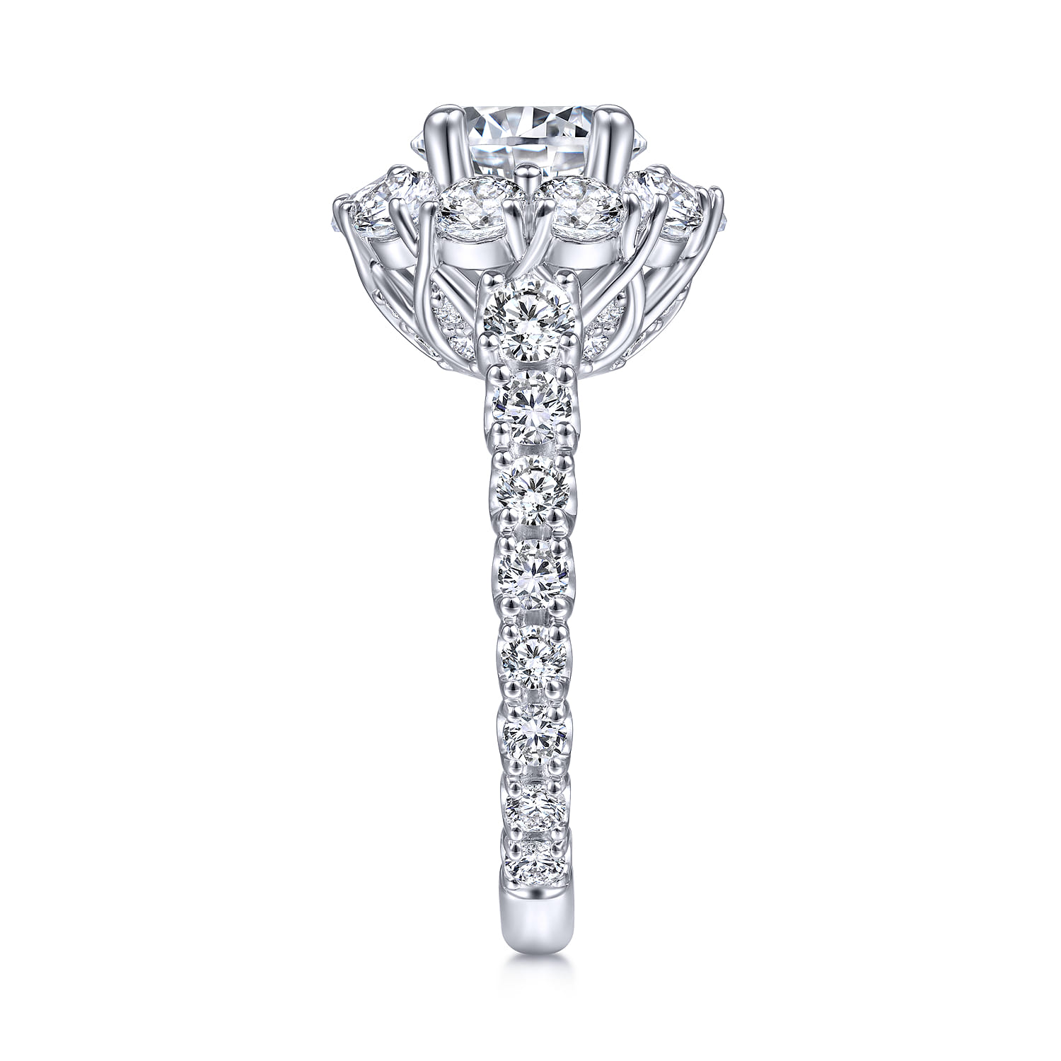 Rayna - 14K White Gold Round Halo Diamond Engagement Ring - 1.95 ct - Shot 5