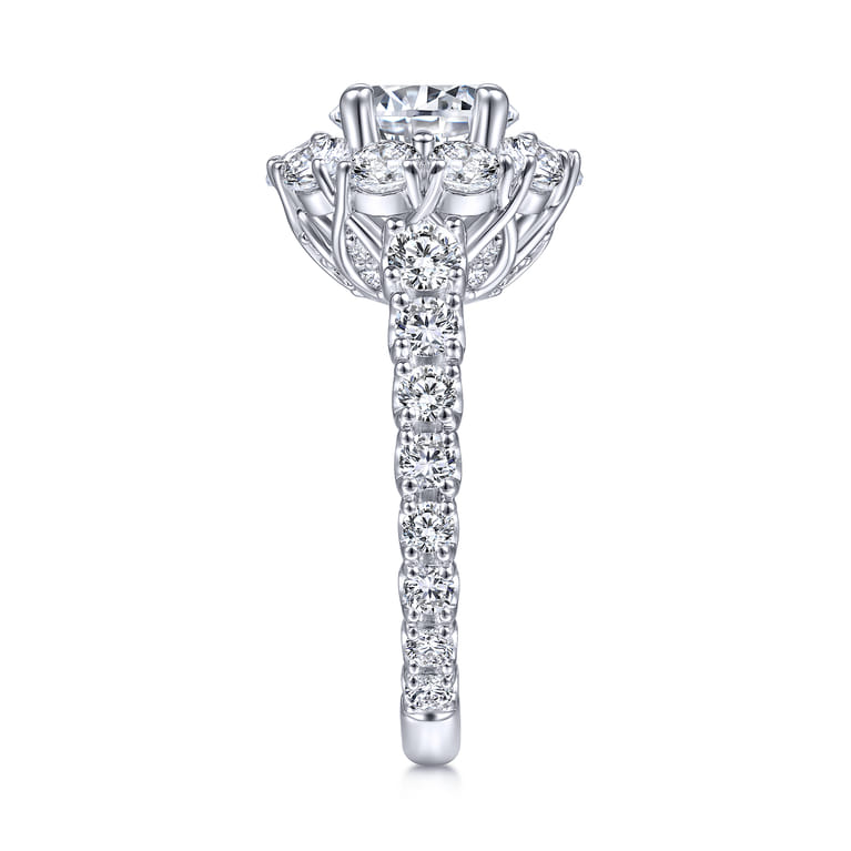 Rayna - 14K White Gold Round Halo Diamond Engagement Ring - 1.95 ct - Shot 5