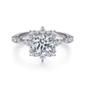Idalia - 14K White Gold Fancy Halo Round Diamond Engagement Ring - 0.37 ct