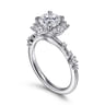 Idalia - 14K White Gold Fancy Halo Round Diamond Engagement Ring - 0.37 ct