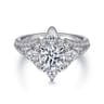 Uma - 14K White Gold Floral Halo Round Diamond Engagement Ring - 1.04 ct