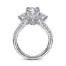 Uma - 14K White Gold Floral Halo Round Diamond Engagement Ring - 1.04 ct