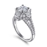 Uma - 14K White Gold Floral Halo Round Diamond Engagement Ring - 1.04 ct